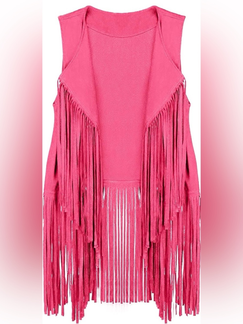 Pink Fringe Hippie/ Festival Vest 60s 70s Costume with Accessories - Size Medium